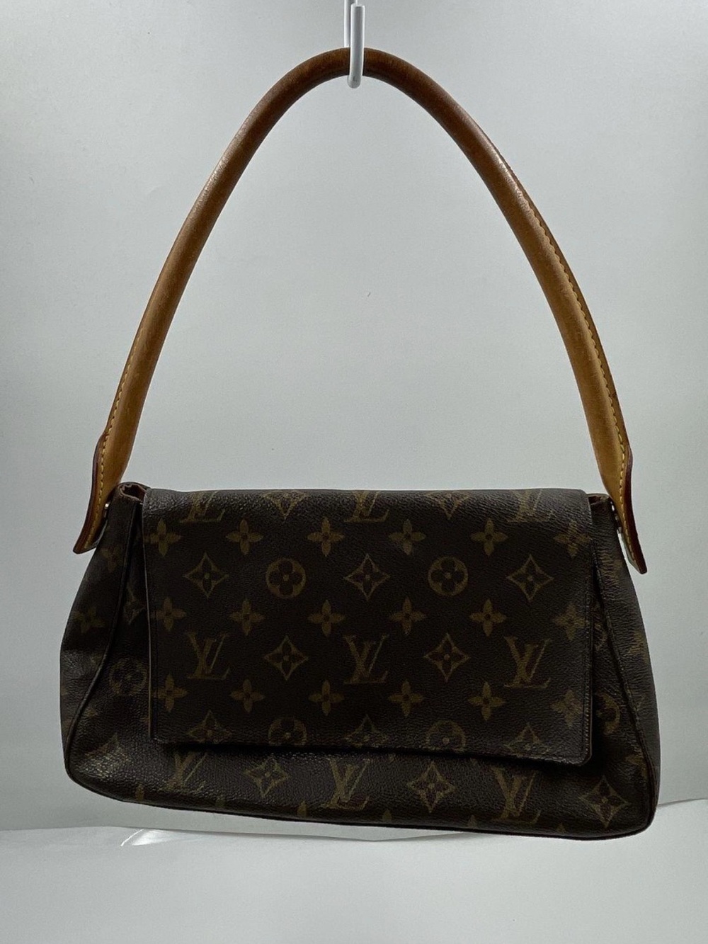 Louis Vuitton Monogram Canvas Shoulder Bag with Tan Handle